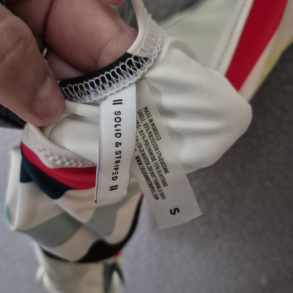 Anthropologie Solid & Striped Michelle Multi Color V-Neck Cheeky Swimsuit S - Picture 4 of 7